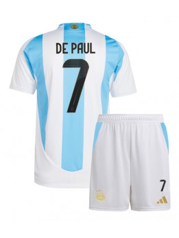 Argentina Rodrigo De Paul #7 Dječji Domaci Dres kompleti Copa America 2024 Kratak Rukavima (+ kratke hlače)